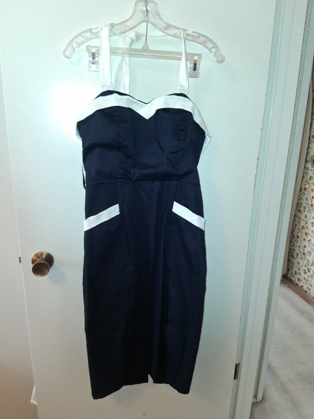 Collectif Navy Wiggle Dress, L